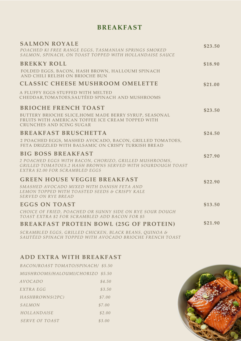 Menu, Somewhere @ Moseley
