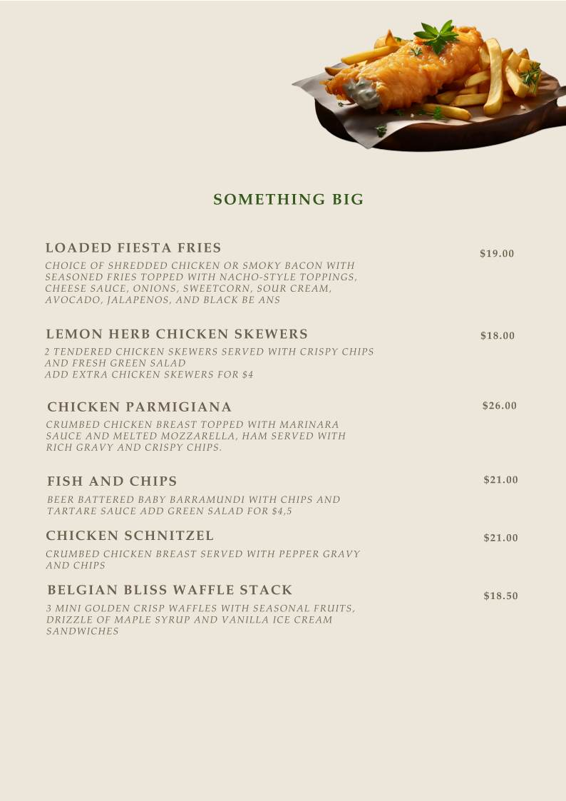 Menu, Somewhere @ Moseley