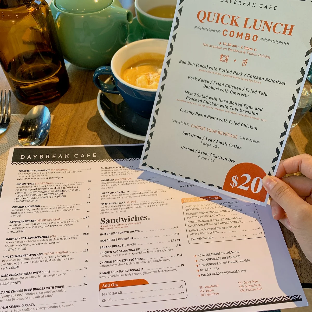 Menu, Daybreak Cafe