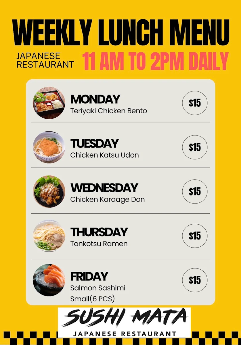 Menu, Sushi Mata