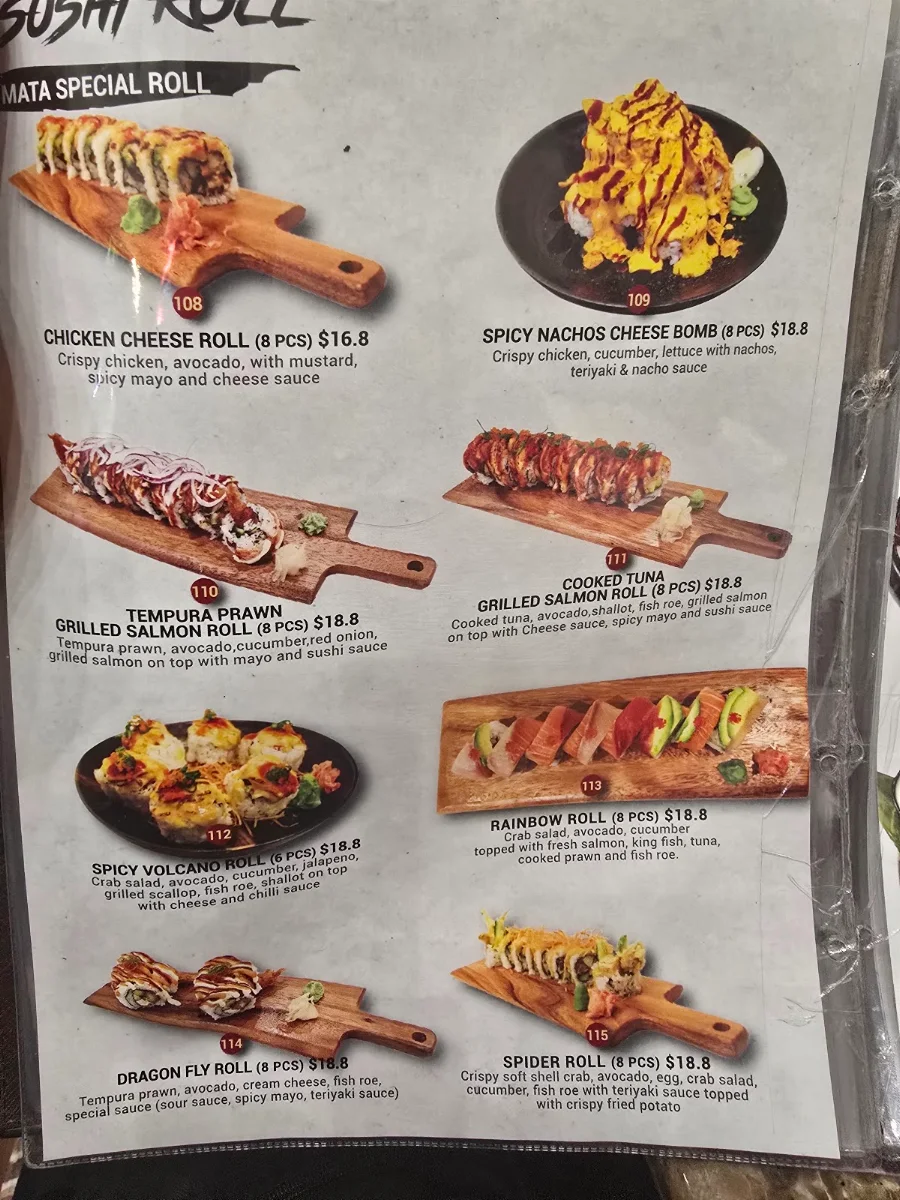 Menu, Sushi Mata