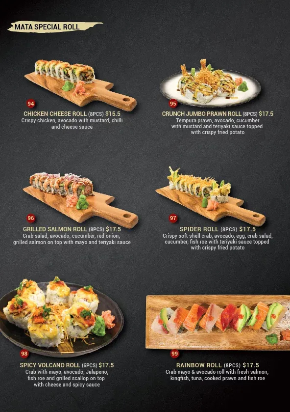 Menu, Sushi Mata