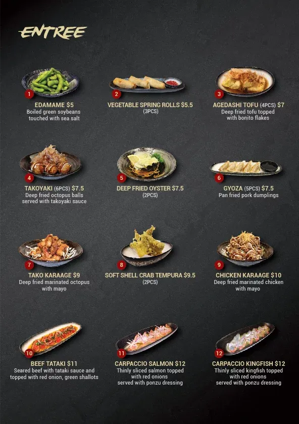 Menu, Sushi Mata