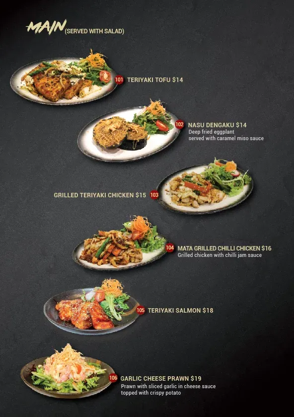 Menu, Sushi Mata