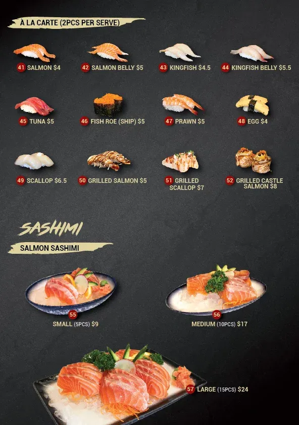 Menu, Sushi Mata