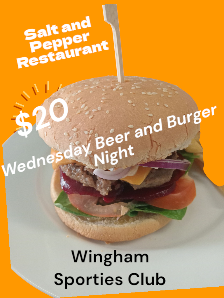 Menu, Holly's Salt and pepper restaurant. Wingham Sporties Club