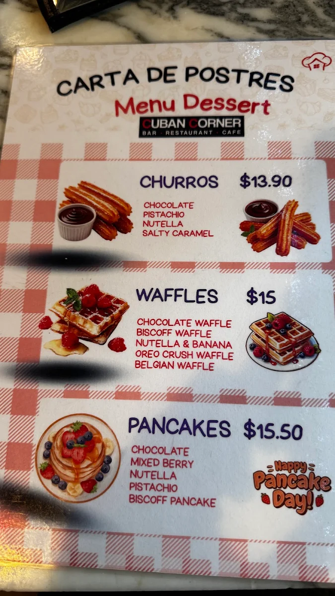 Menu, Cuban Corner Parramatta