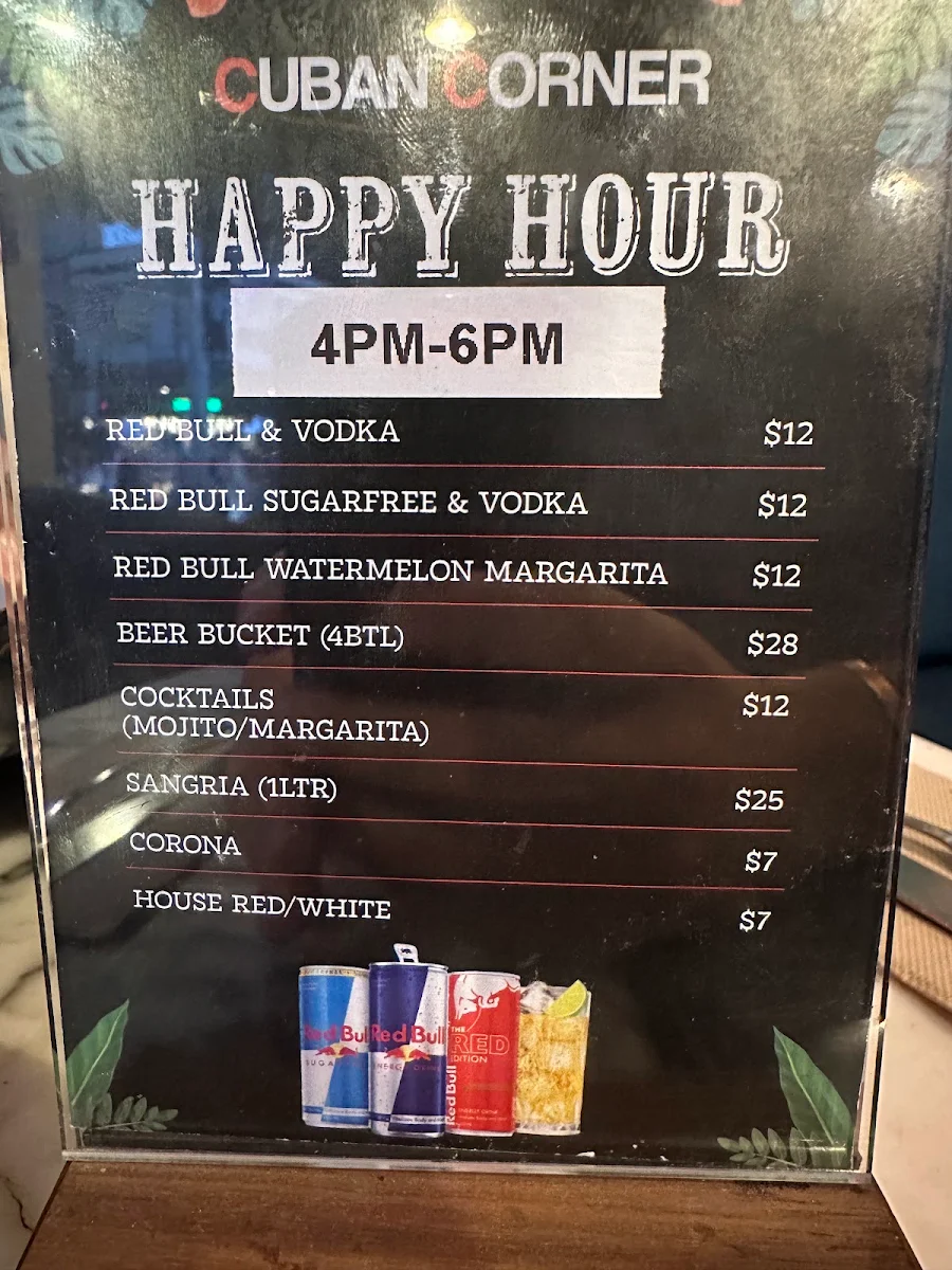 Menu, Cuban Corner Parramatta