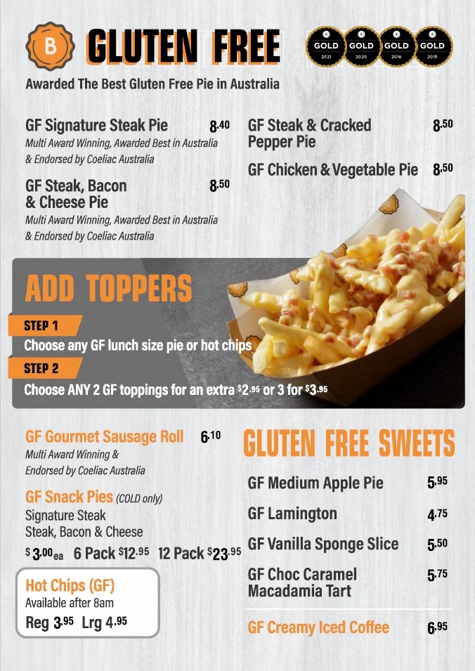 Menu, Beefy's Traveston