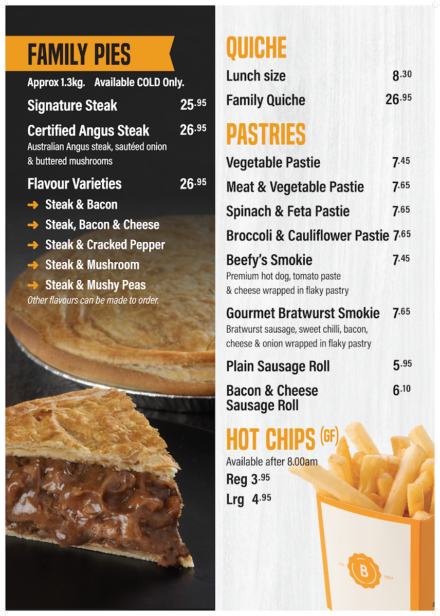 Menu, Beefy's Traveston