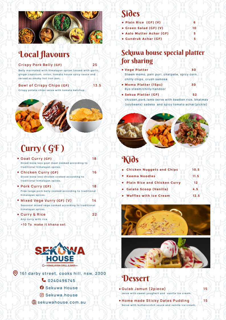 Menu, Sekuwa House