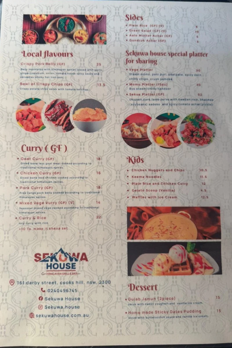 Menu, Sekuwa House