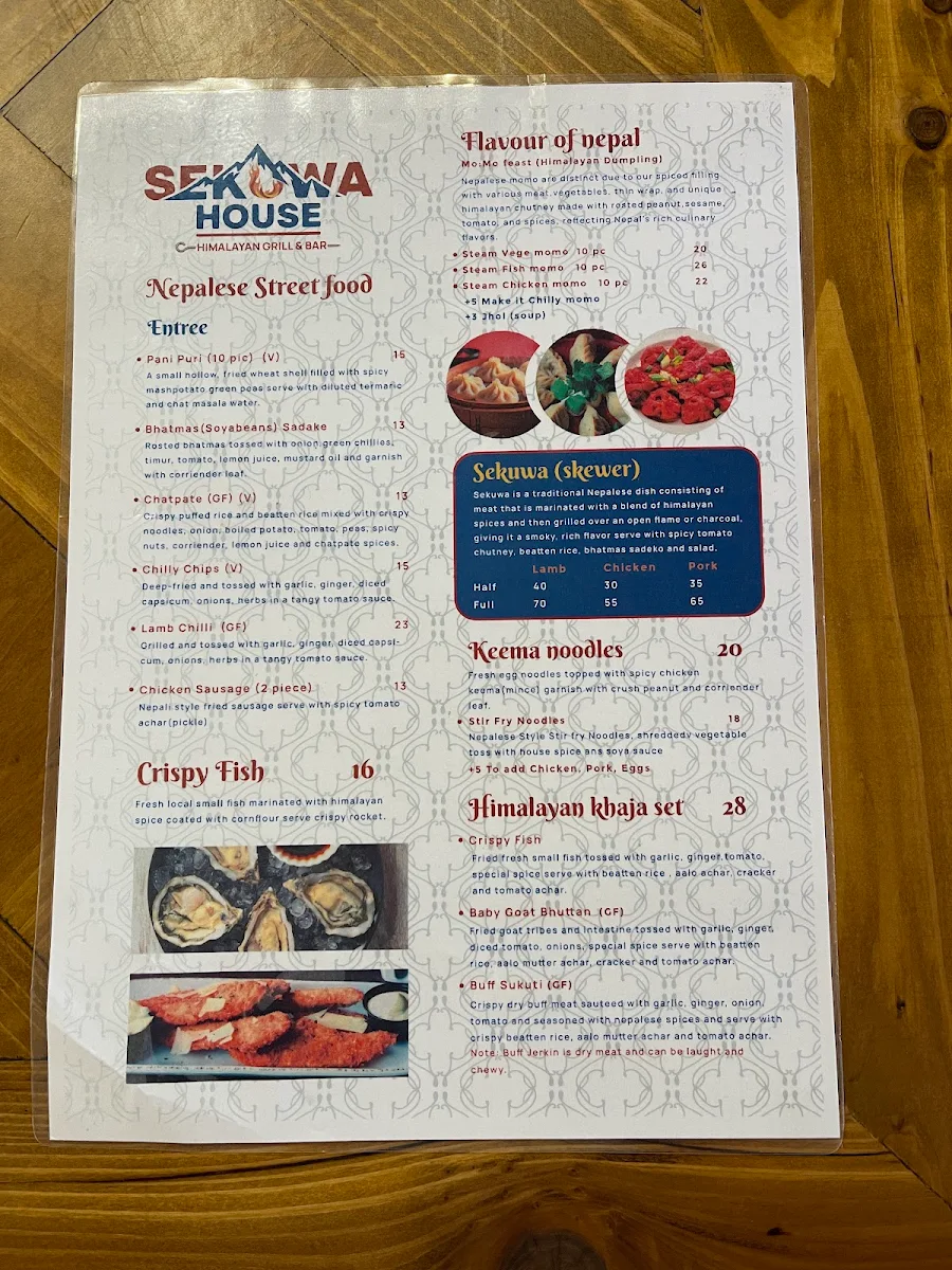 Menu, Sekuwa House