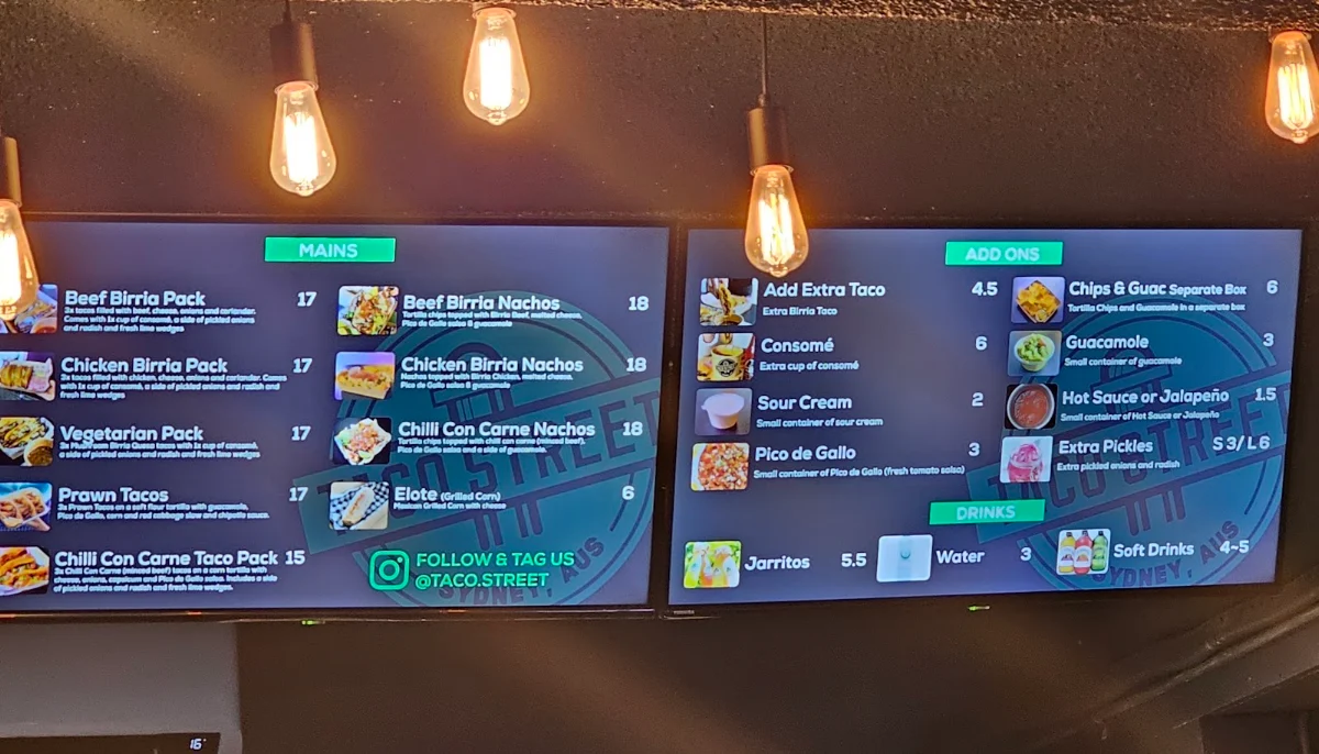 Menu, Taco Street Beverly Hills