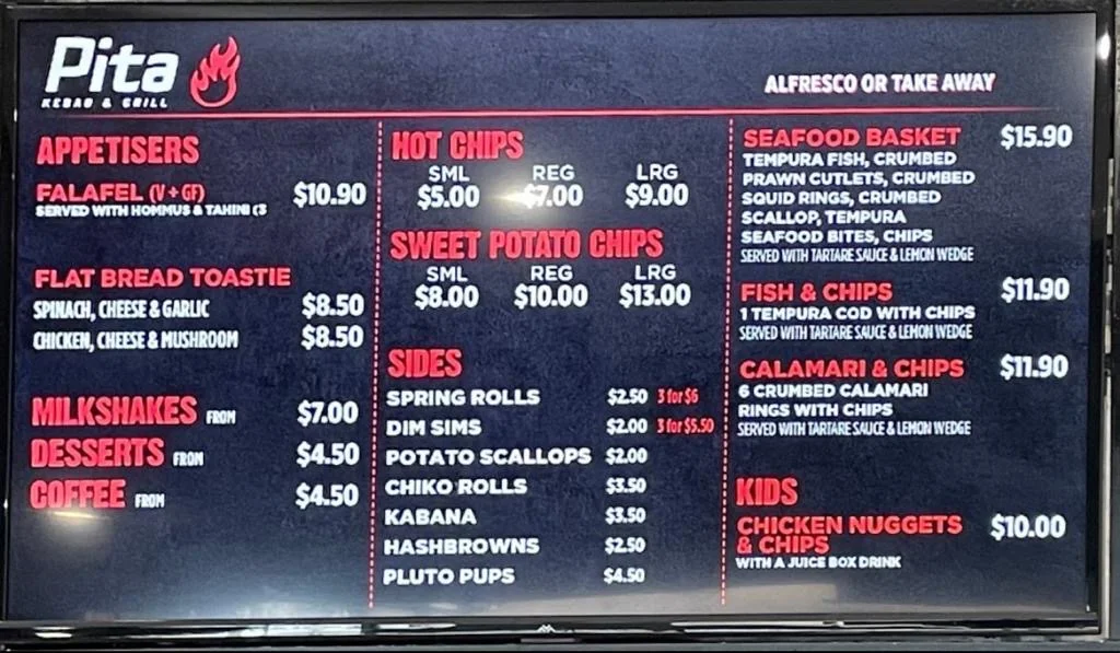 Menu, Pita Kebab & Grill