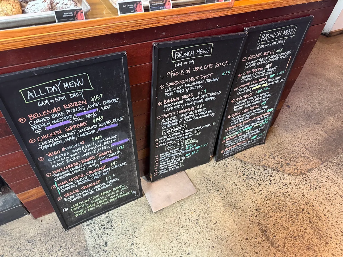 Menu, Bellissimo Coffee