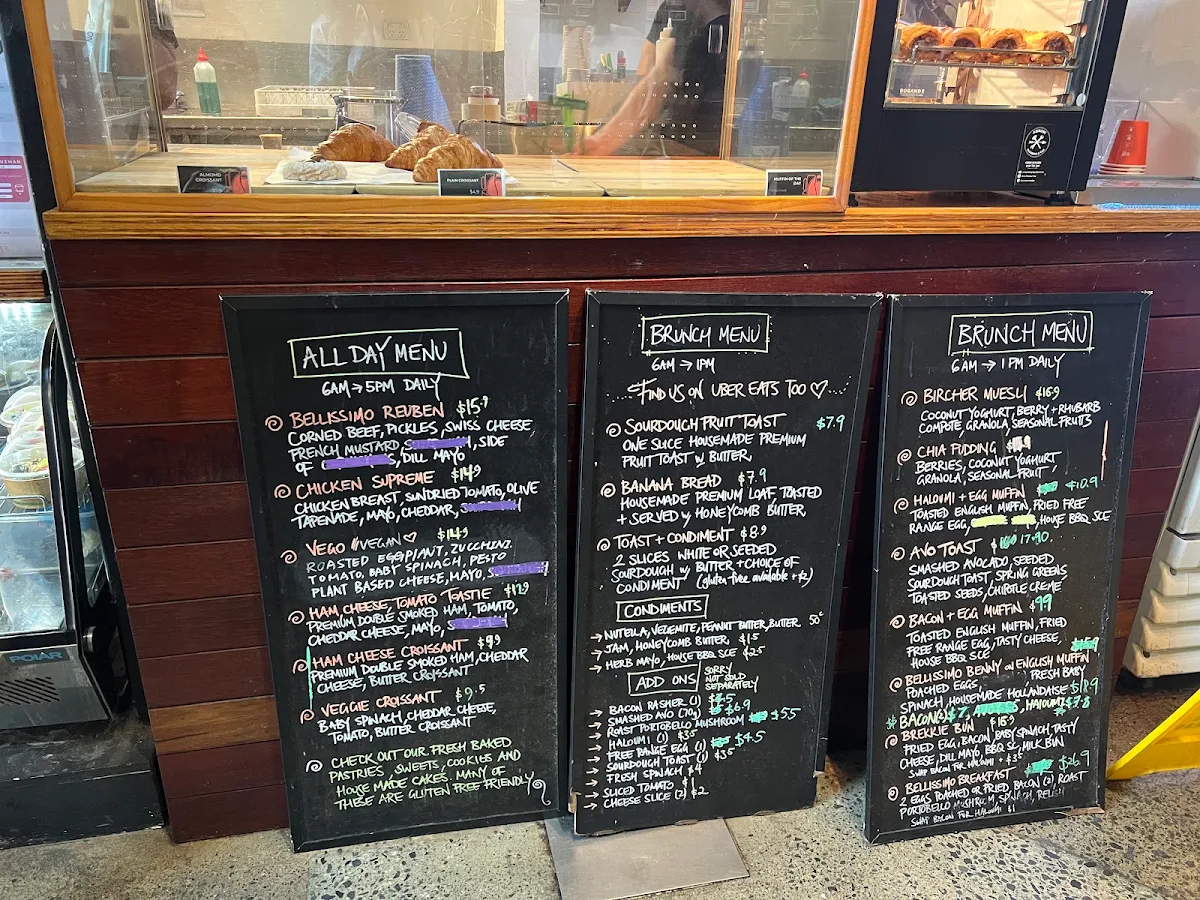 Menu, Bellissimo Coffee