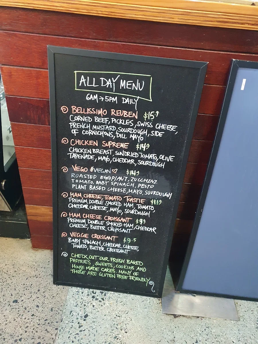 Menu, Bellissimo Coffee