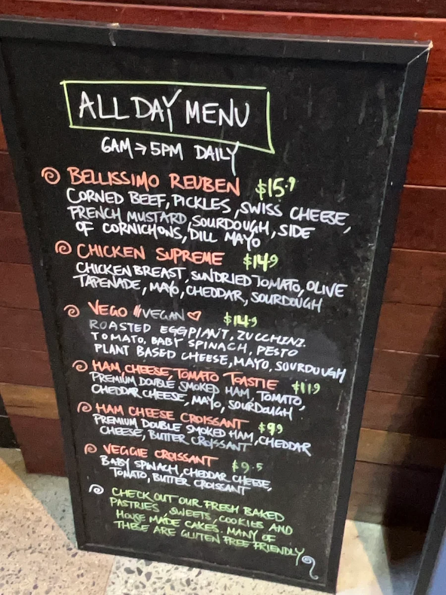 Menu, Bellissimo Coffee