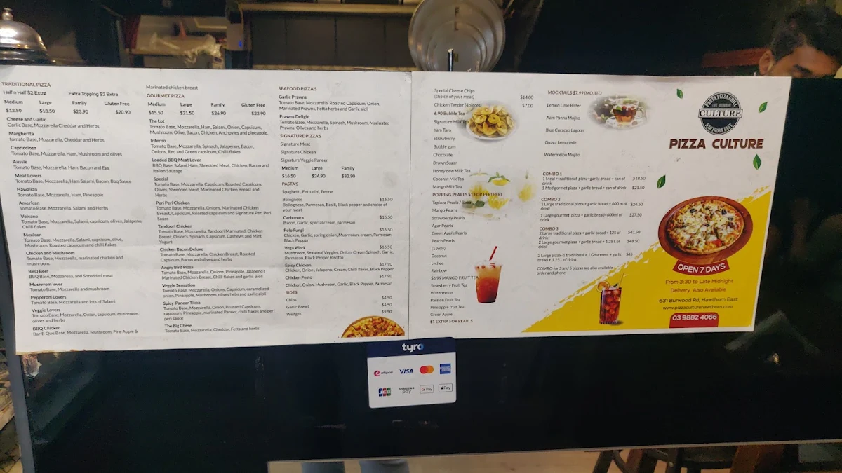 Menu, Pizza Culture