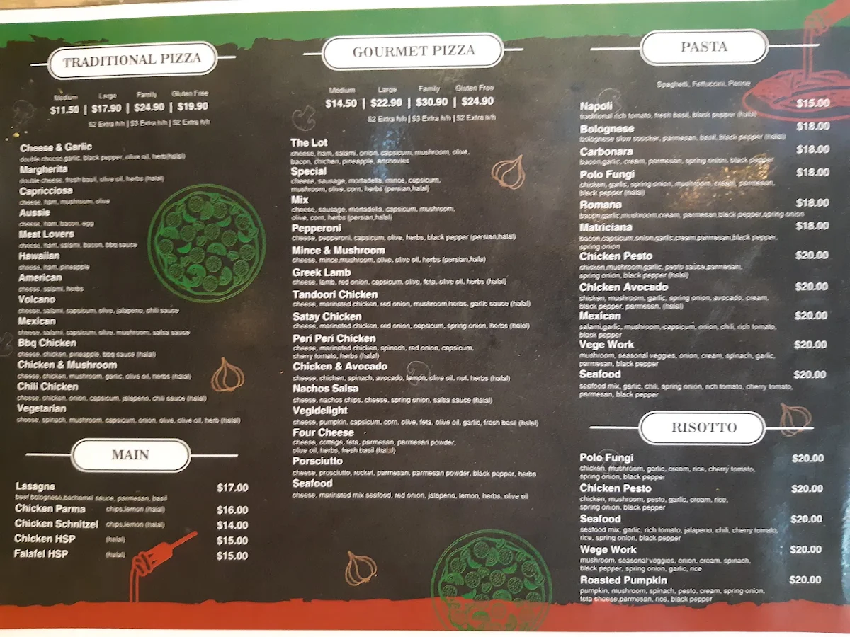 Menu, Pizza Culture