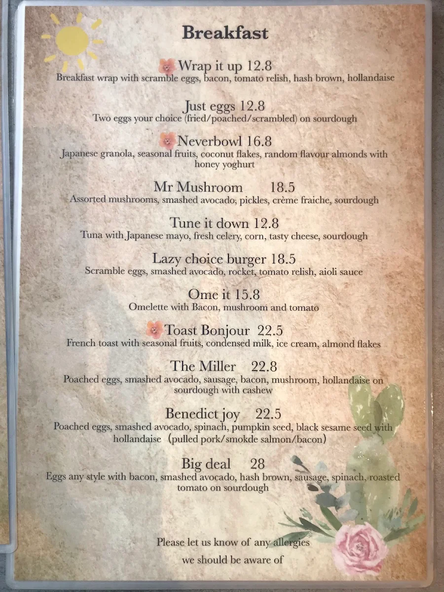 Menu, Cafe Lost and Found - North Sydney Cafe, Coffee Nearby