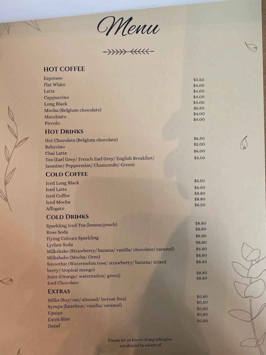 Menu, Cafe Lost and Found - North Sydney Cafe, Coffee Nearby