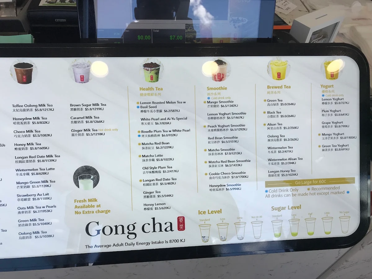 Menu, Gong Cha Gungahlin