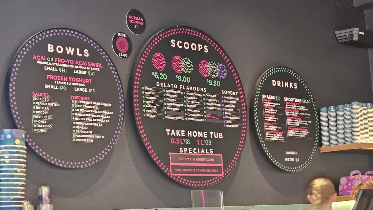 Menu, Augustus Gelatery + Acai Berwick