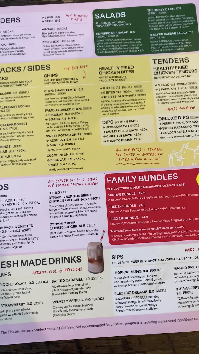 Menu, Grill'd Burgers - Crows Nest
