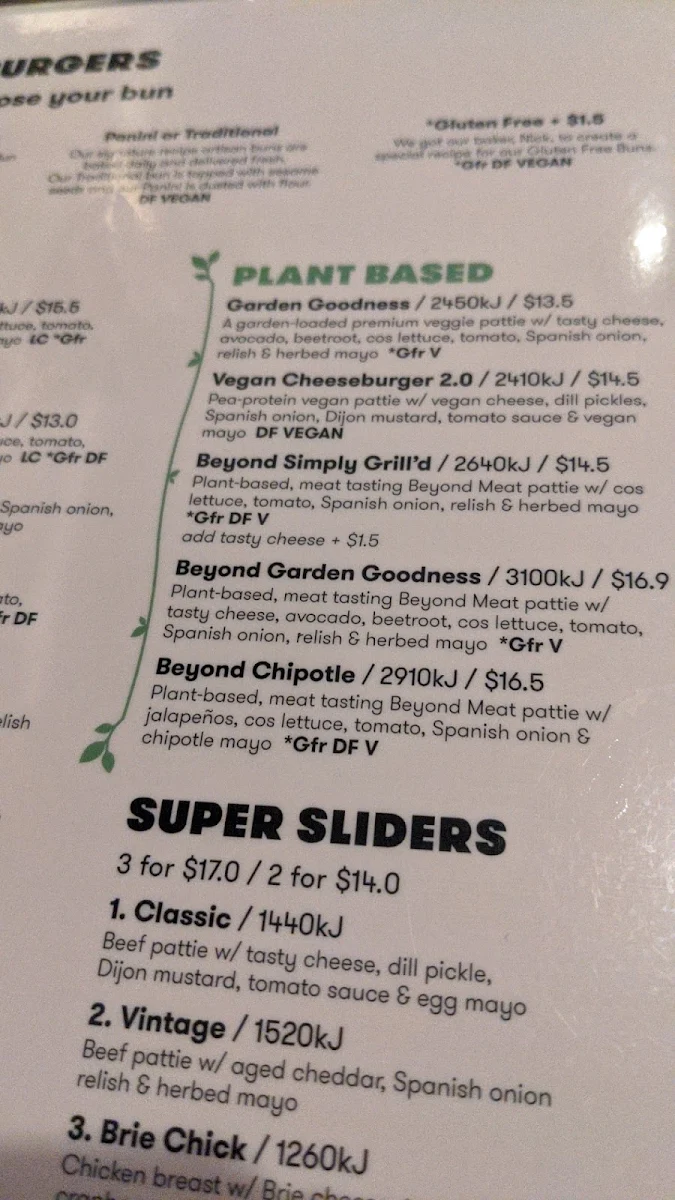 Menu, Grill'd Burgers - Crows Nest