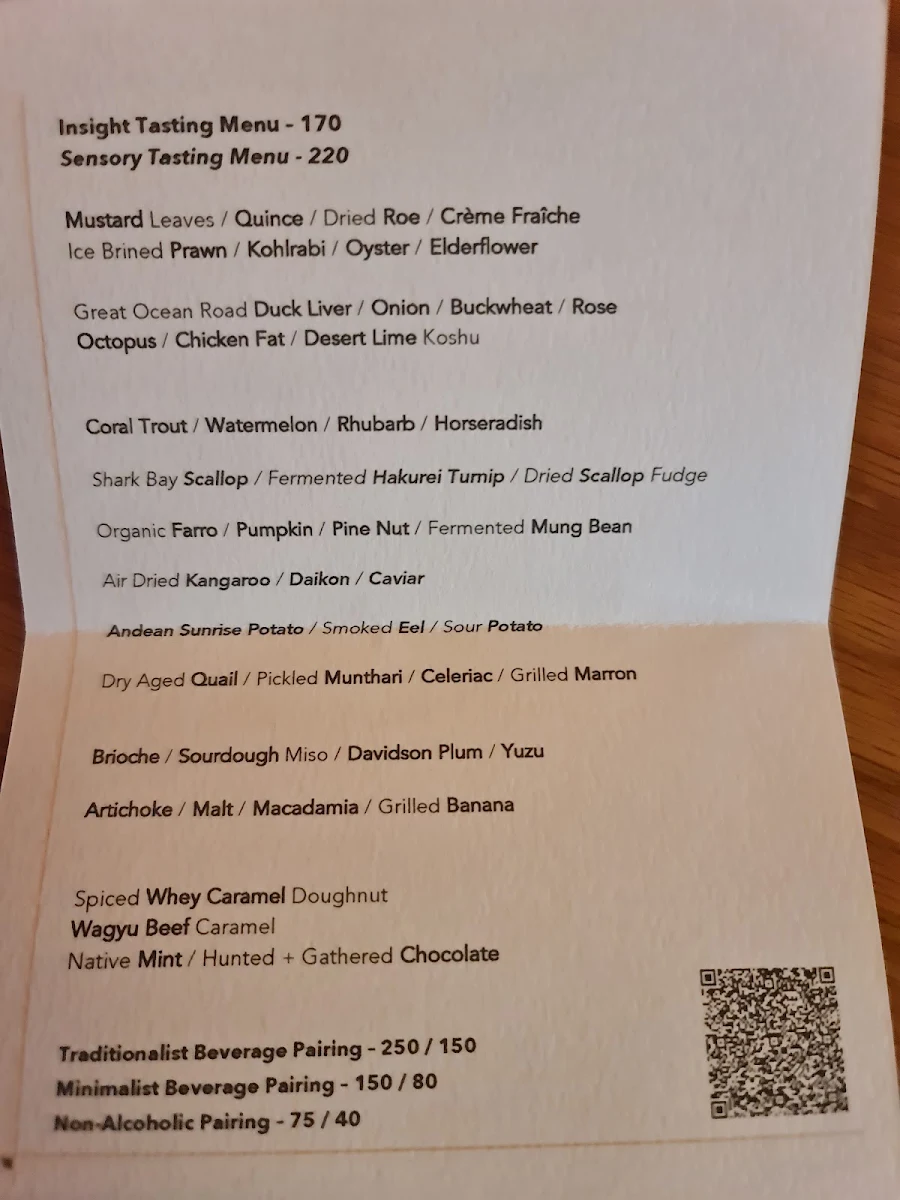 Menu, Amaru