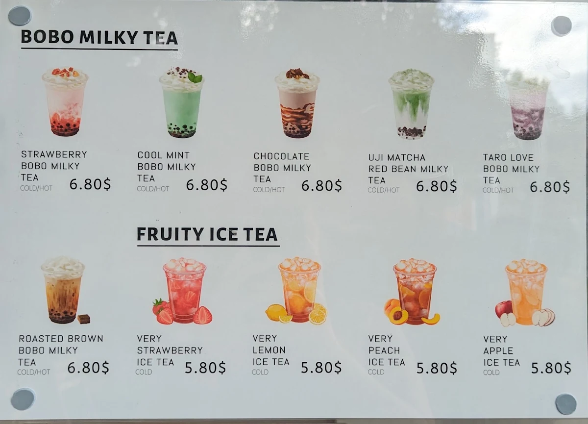 Menu, kawa tea
