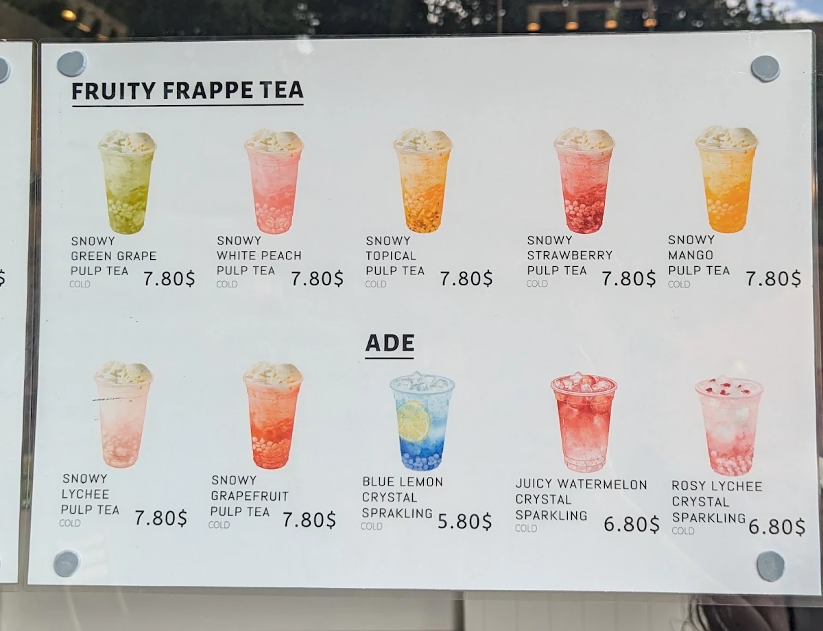 Menu, kawa tea