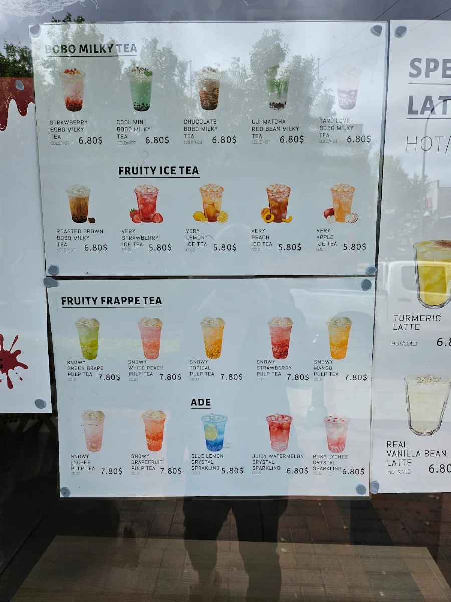 Menu, kawa tea