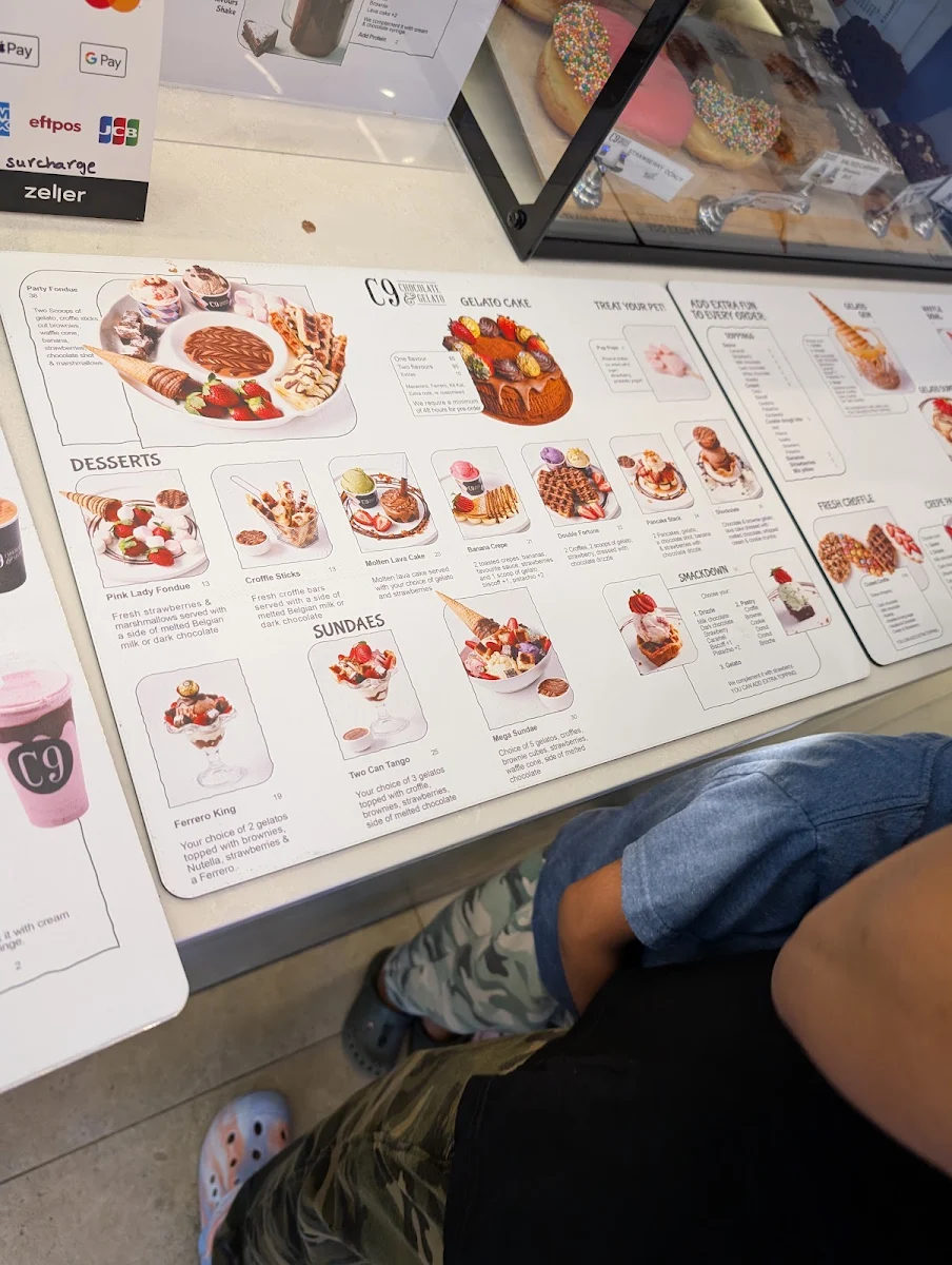 Menu, C9 Chocolate & Gelato Tallawong