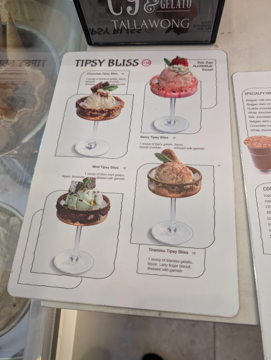 Menu, C9 Chocolate & Gelato Tallawong