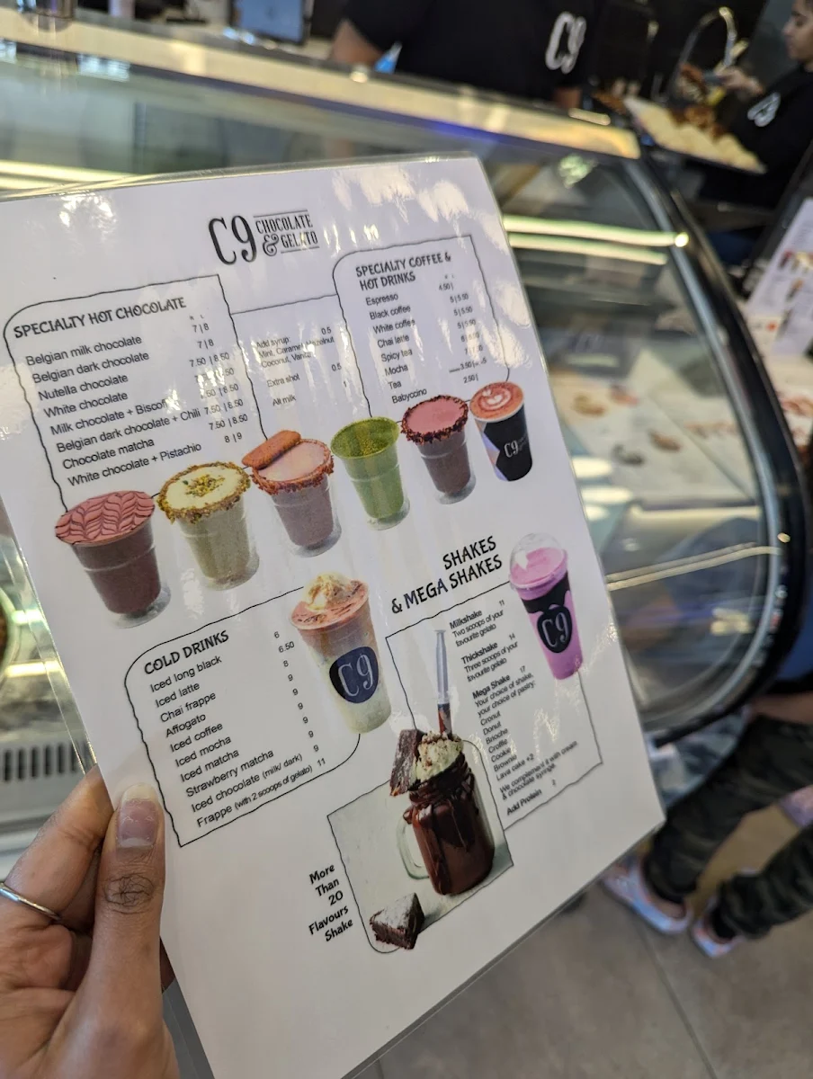 Menu, C9 Chocolate & Gelato Tallawong