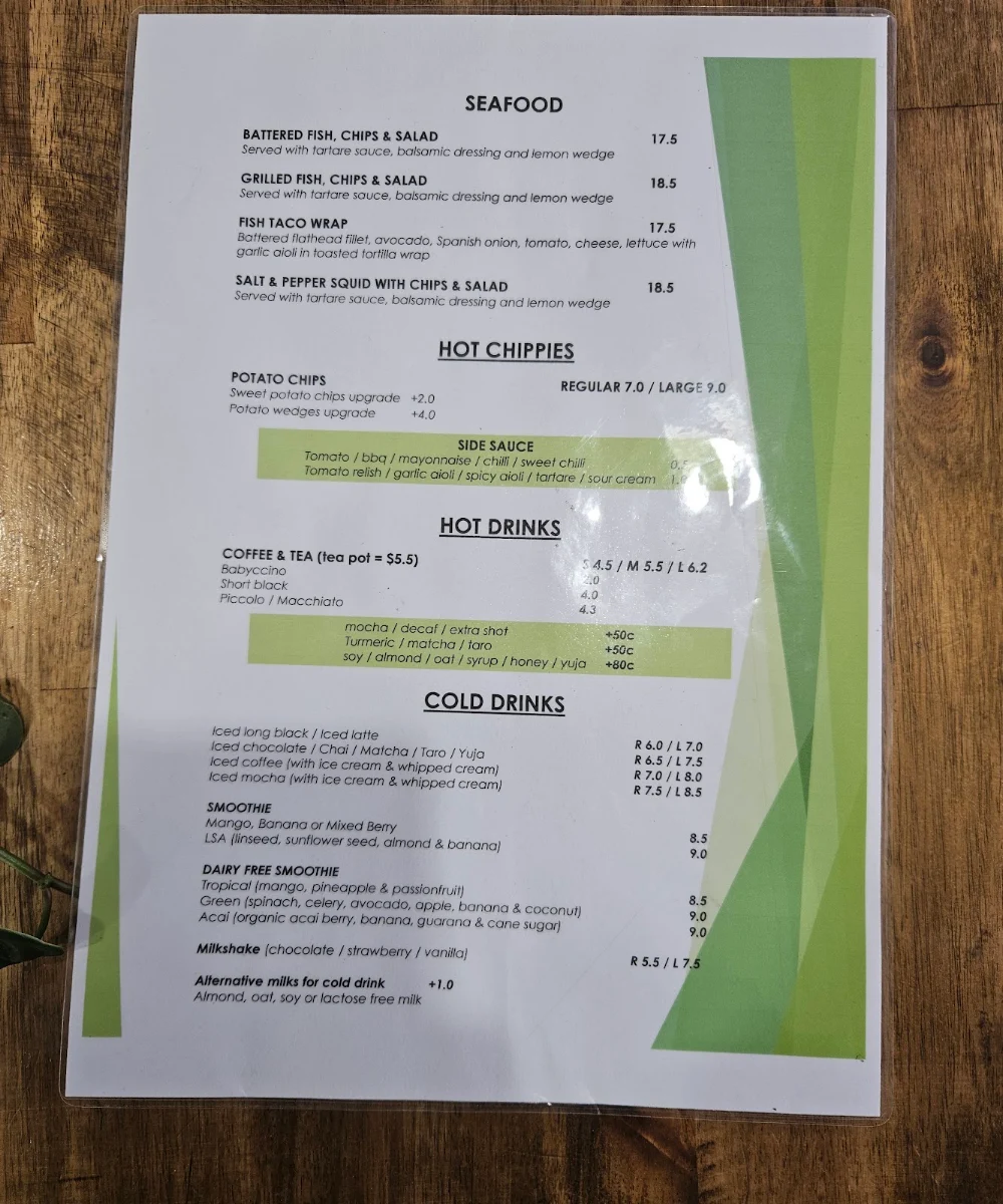 Menu, Equinox Cafe