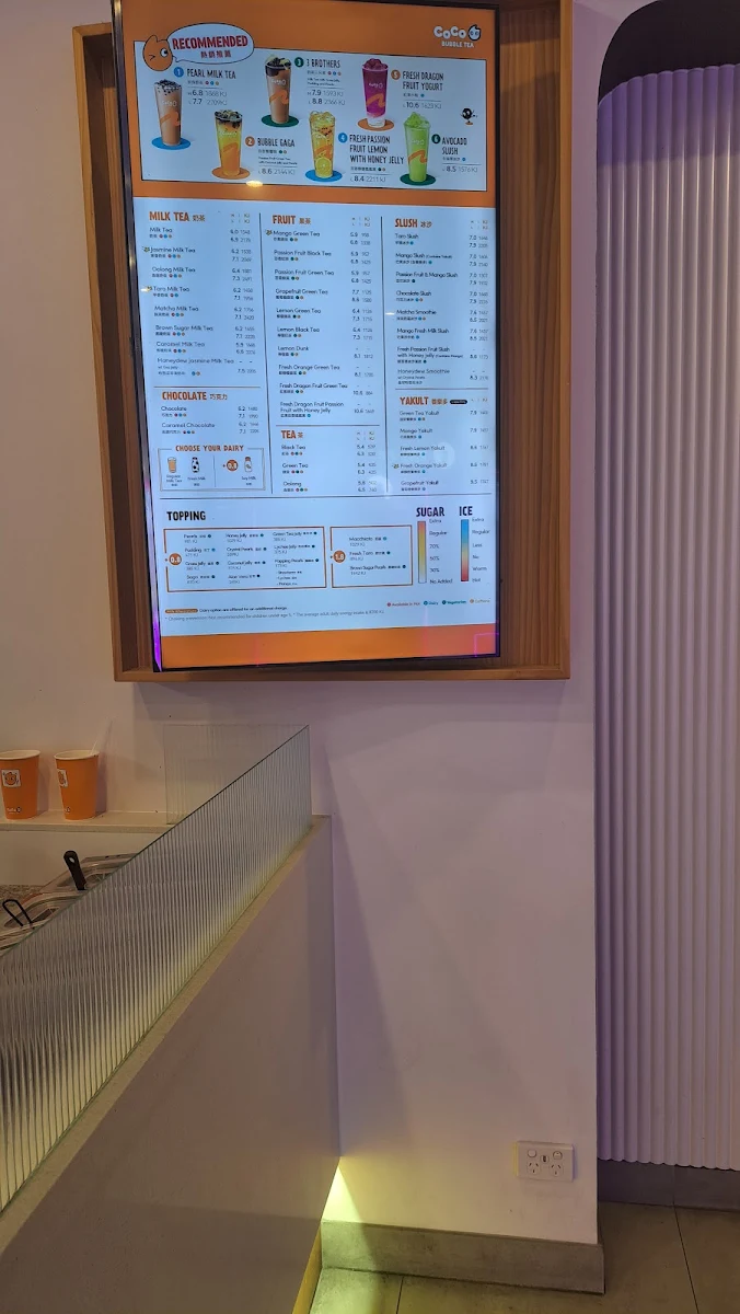 Menu, CoCo Bubble Tea