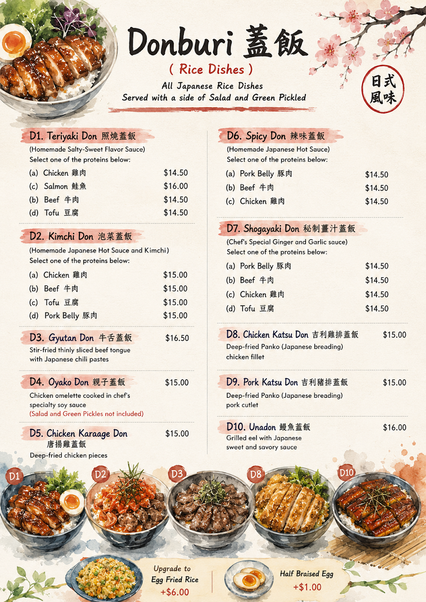 Menu, Wonder Sushi-Melbourne