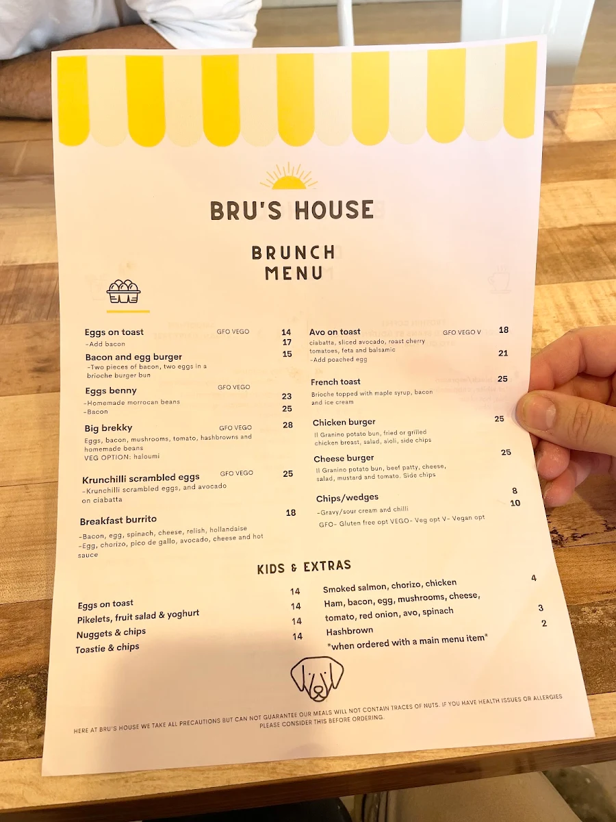 Menu, Bru's House