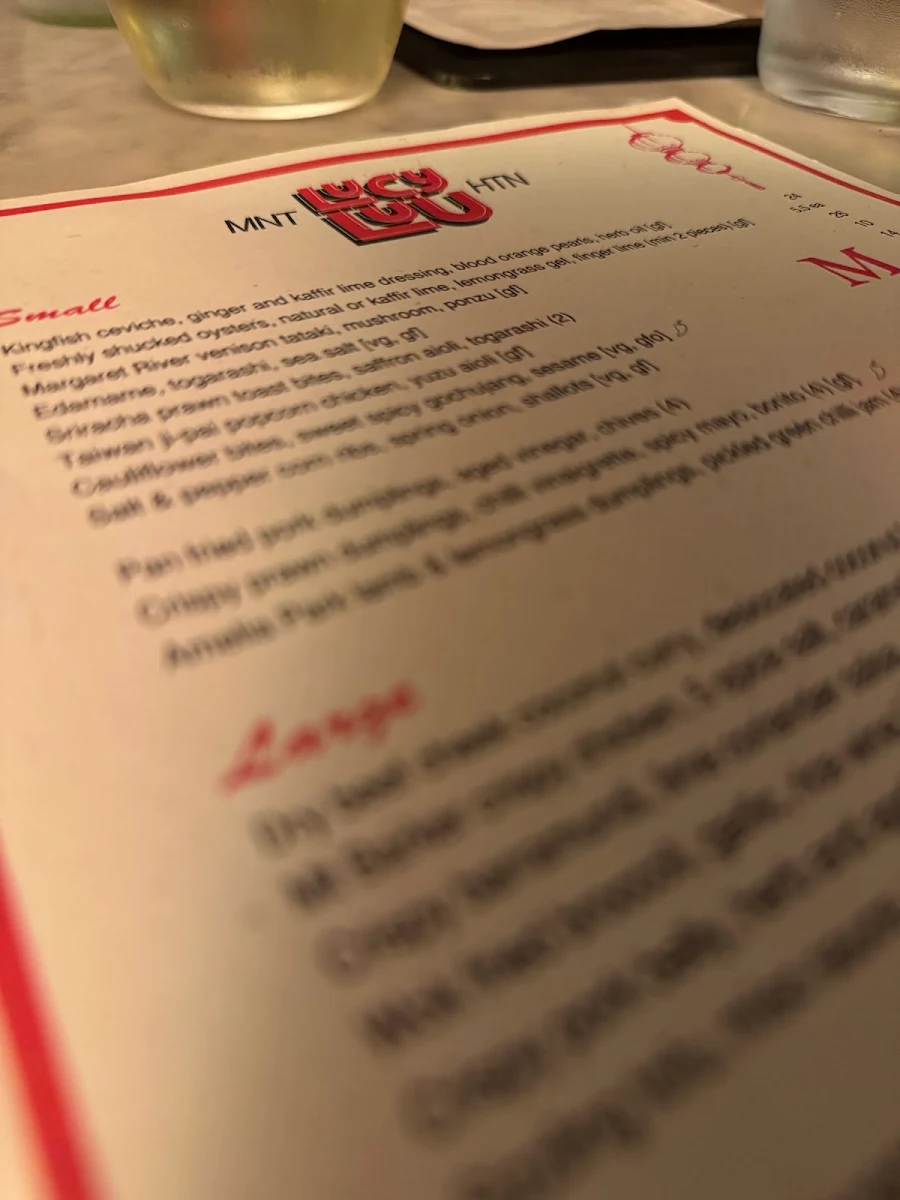 Menu, Lucy Luu