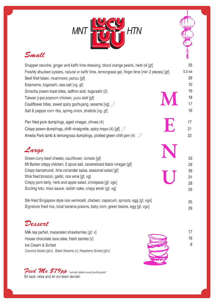 Menu, Lucy Luu