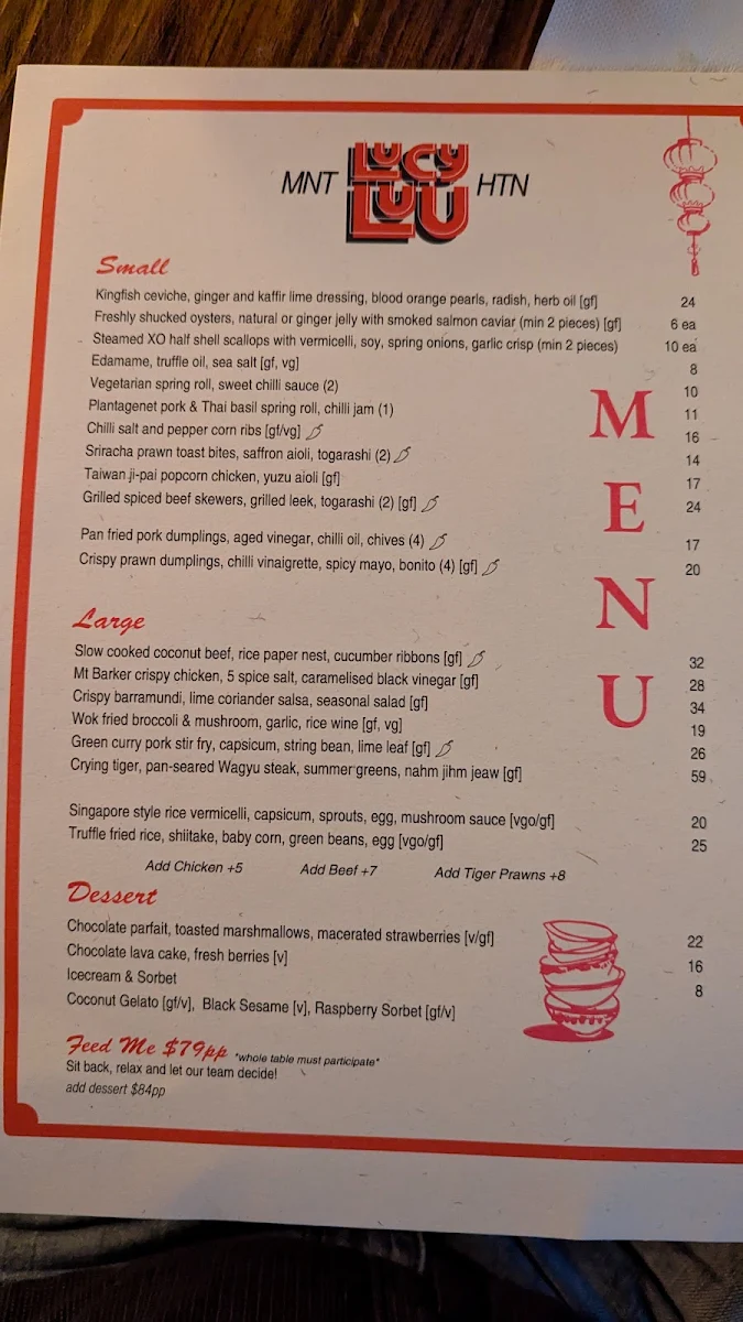 Menu, Lucy Luu