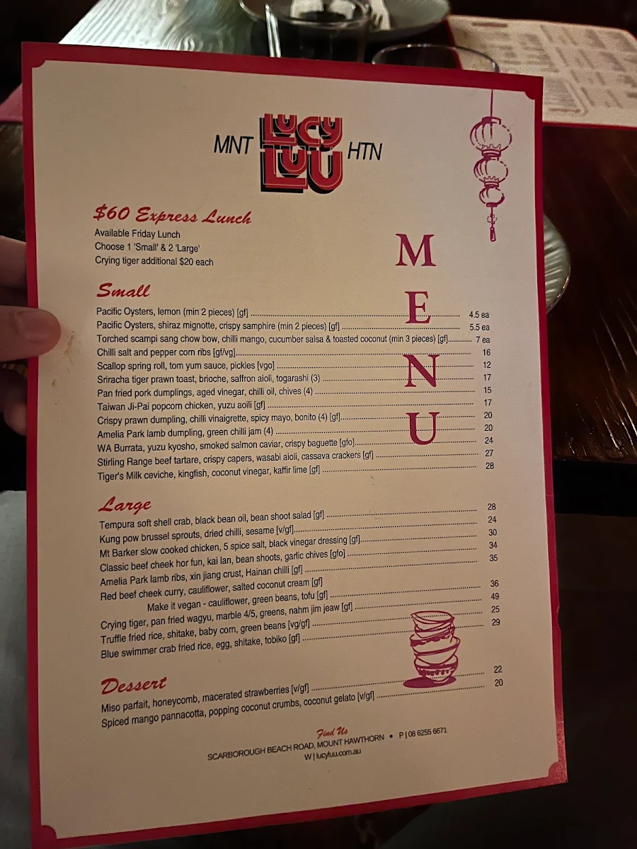 Menu, Lucy Luu