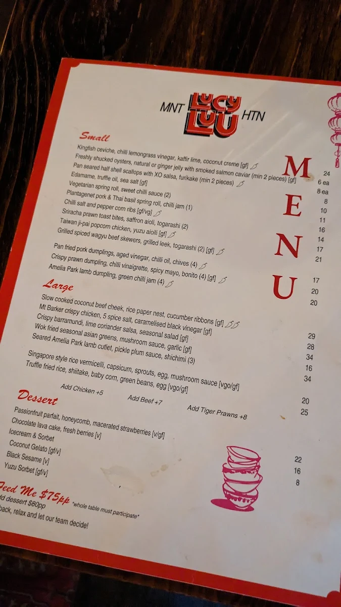 Menu, Lucy Luu