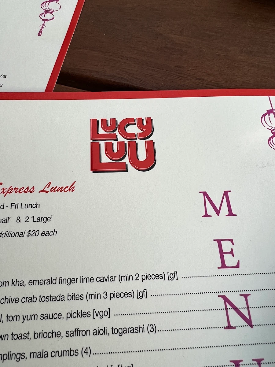 Menu, Lucy Luu