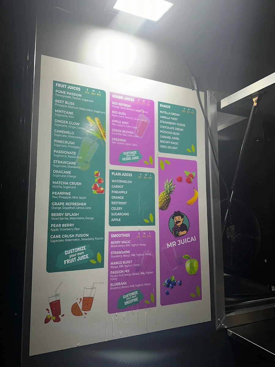 Menu, Mr Juicai