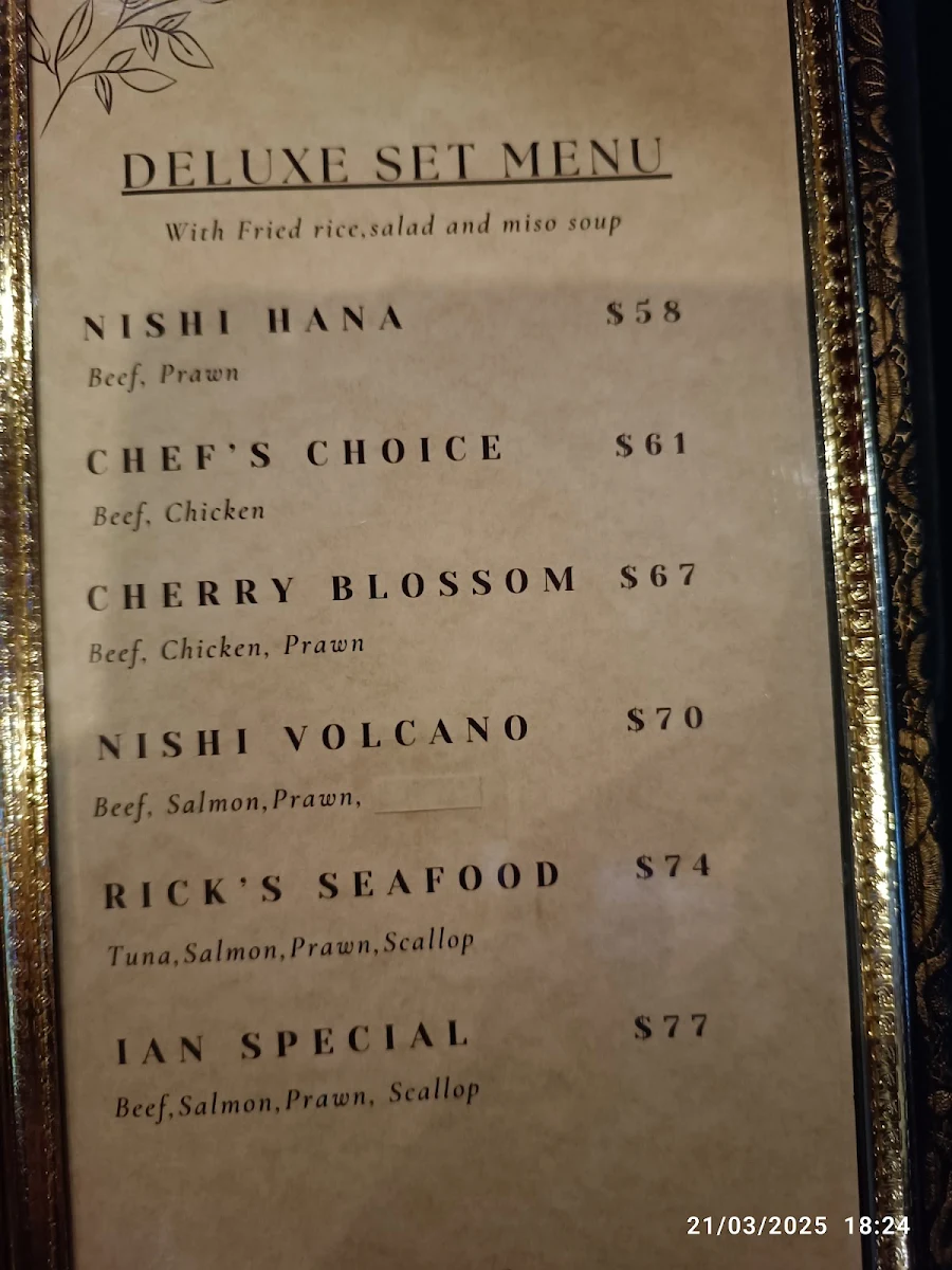Menu, Nishi